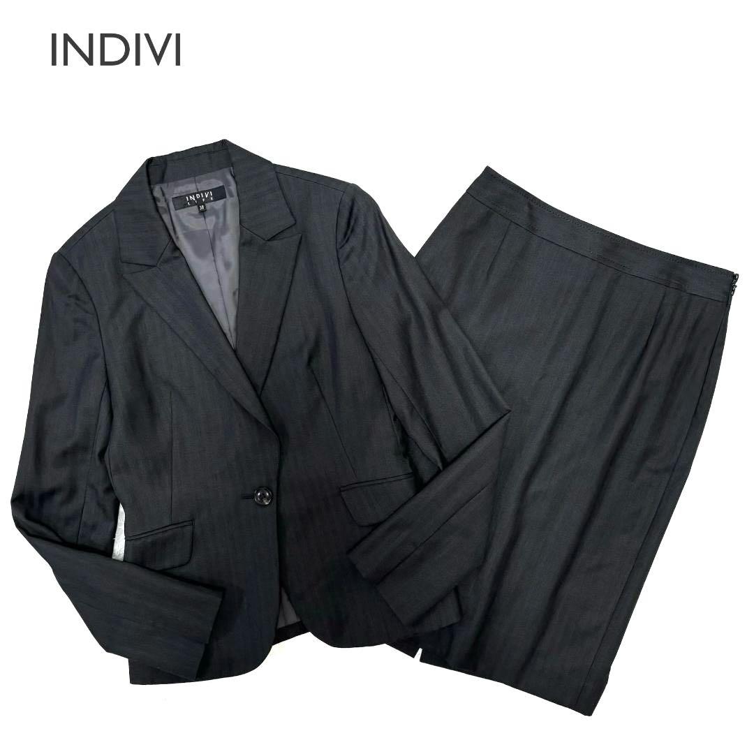 INDIVI インディヴィ スカート スーツ セットアップ ストライプ 38