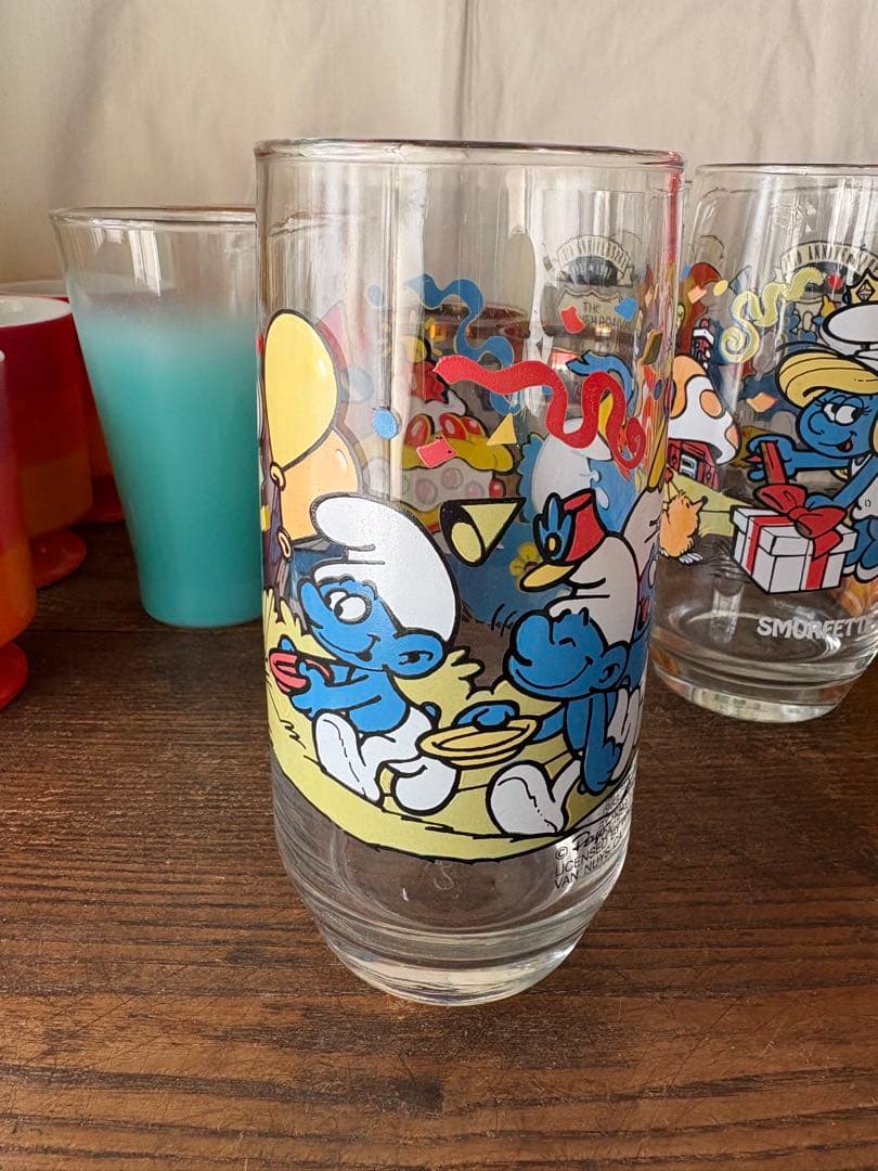 アメリカン雑貨 SMURF スマーフ 1983 ビンテージグラス 2個セット