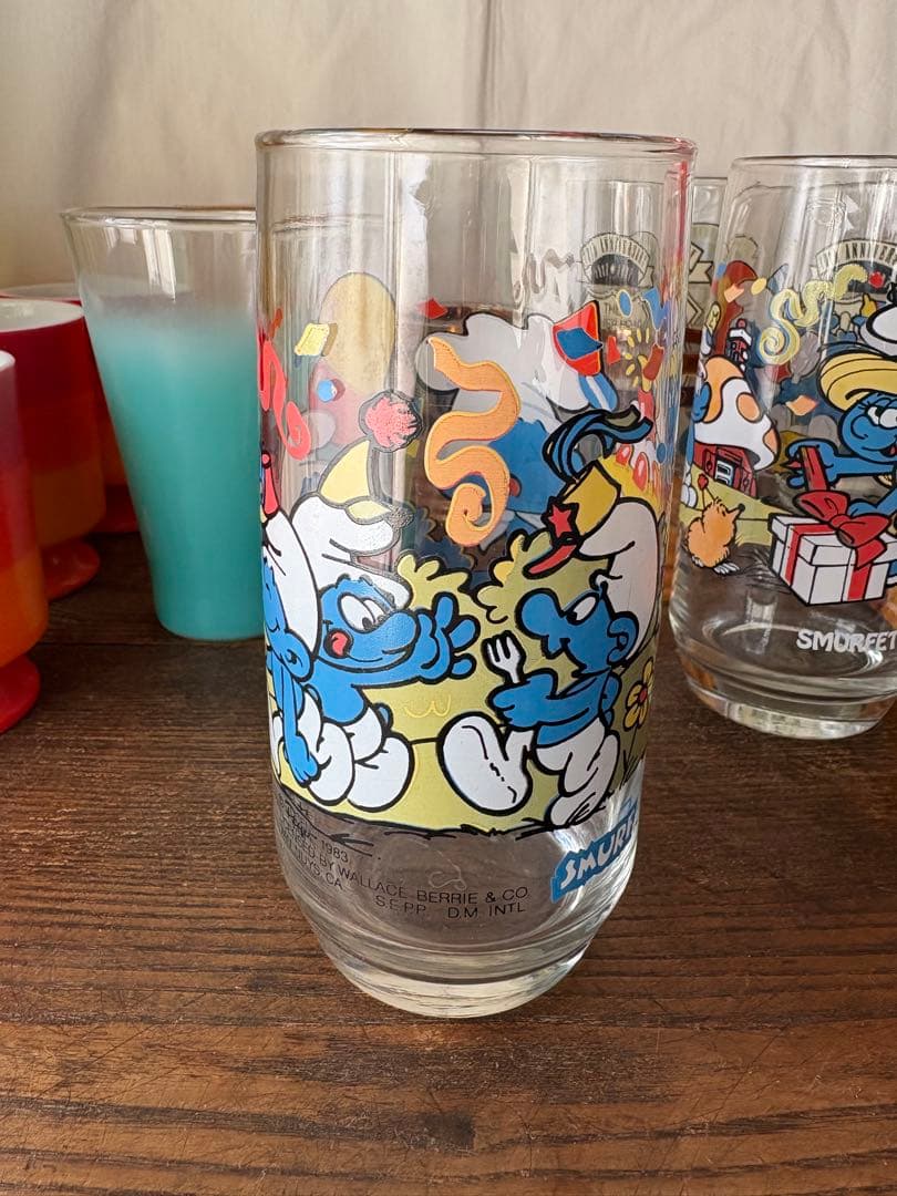 アメリカン雑貨 SMURF スマーフ 1983 ビンテージグラス 2個セット
