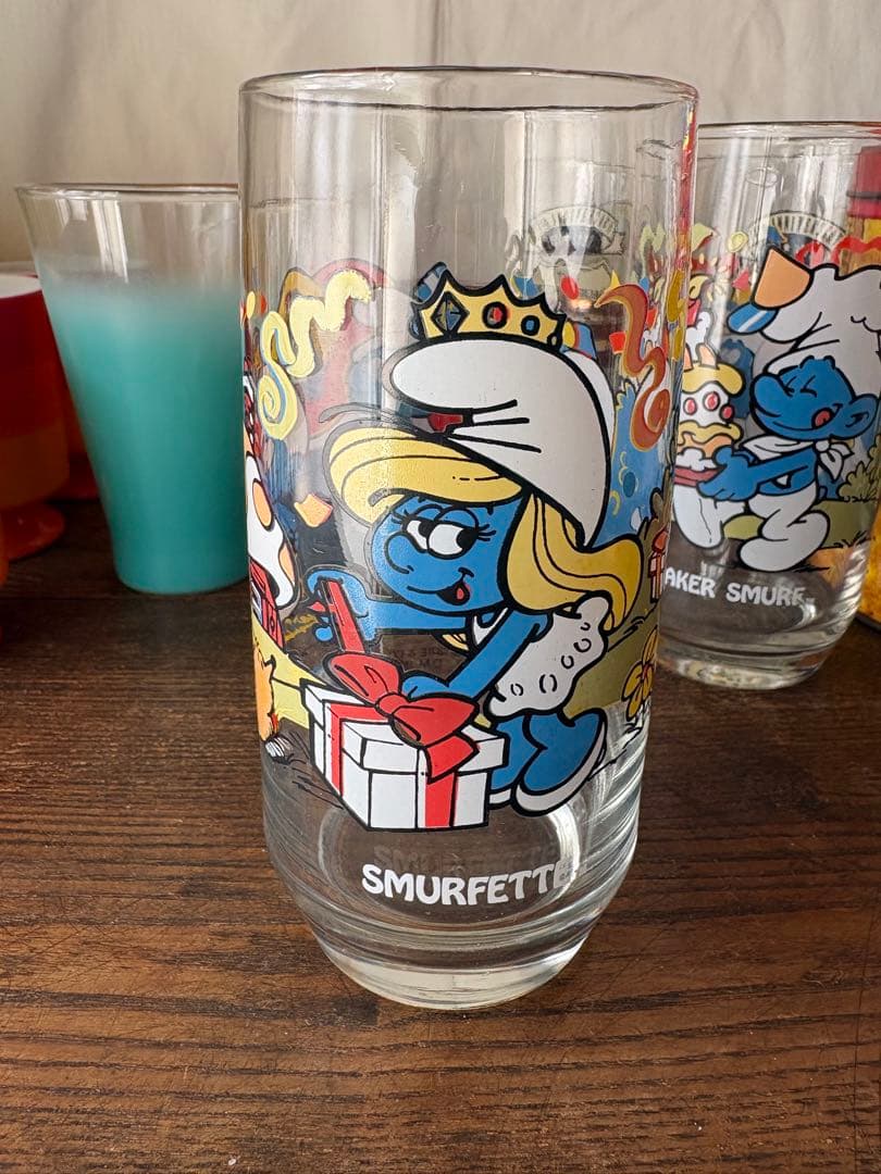 アメリカン雑貨 SMURF スマーフ 1983 ビンテージグラス 2個セット
