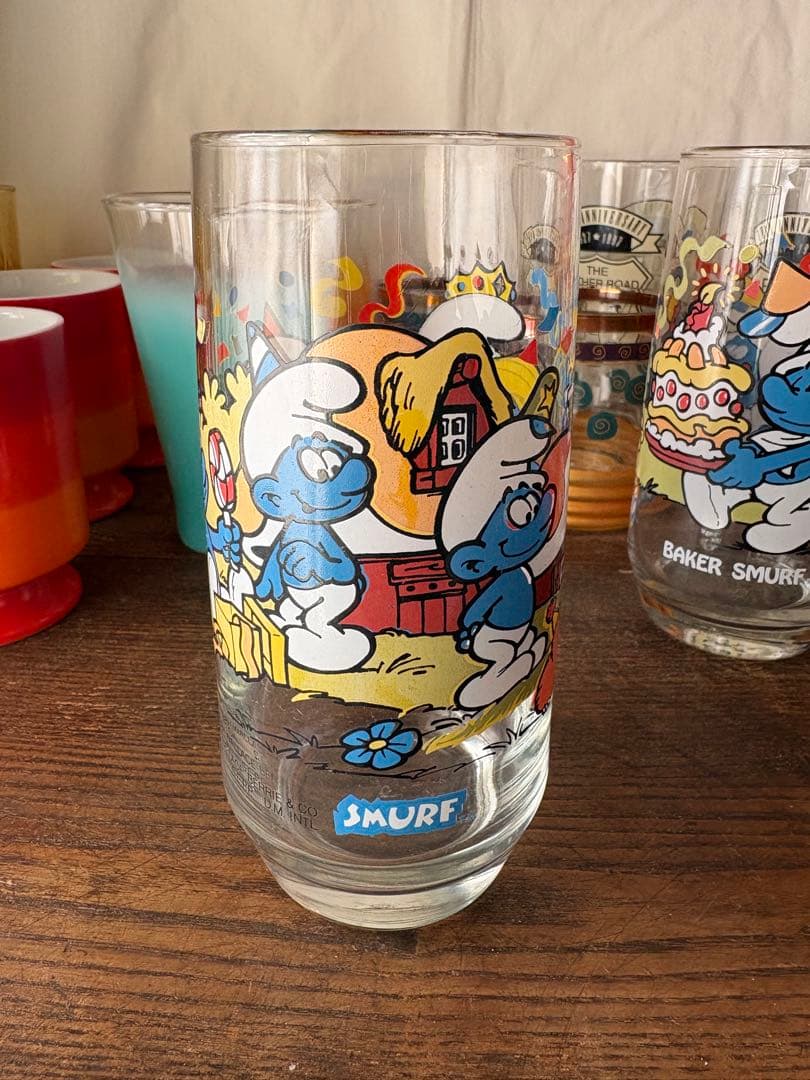 アメリカン雑貨 SMURF スマーフ 1983 ビンテージグラス 2個セット