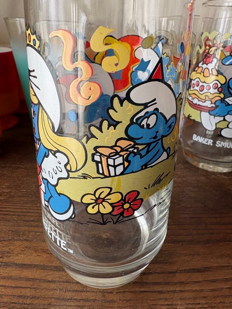 アメリカン雑貨 SMURF スマーフ 1983 ビンテージグラス 2個セット