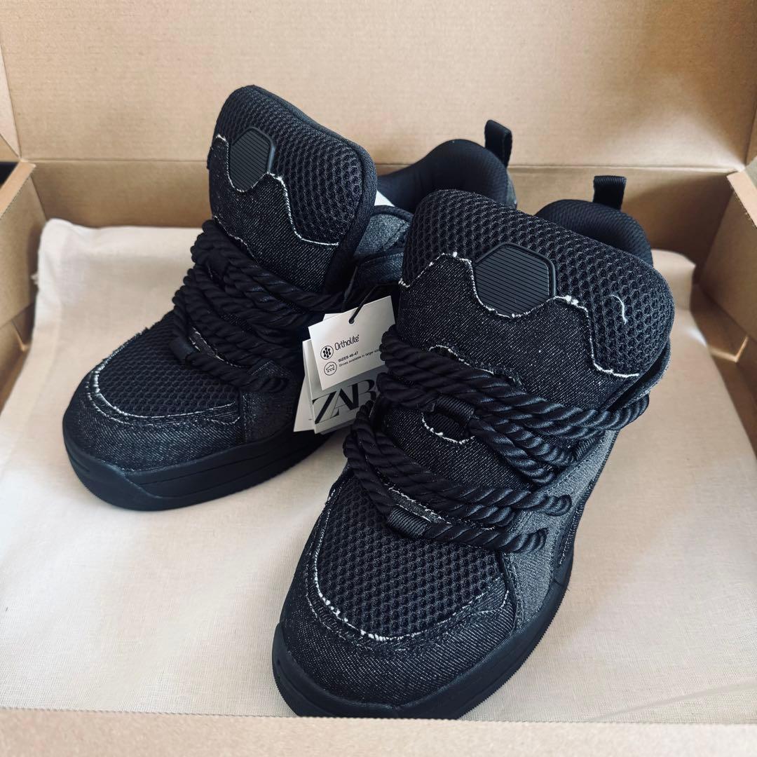 ZARA ザラ ブラック ロープディティール スケータースニーカー 41 完売