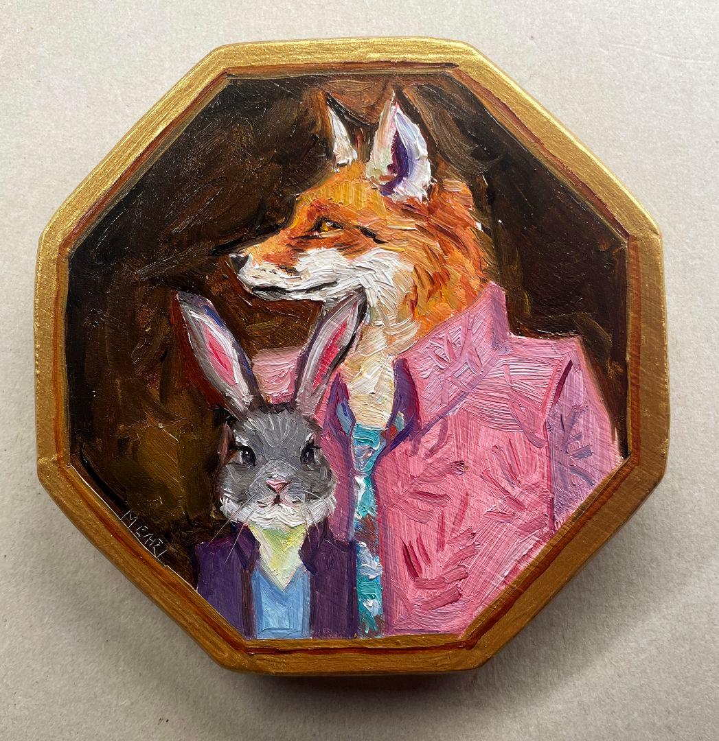 狐とウサギの油彩画 ズートピア ファンアート 油絵 原画 一点物 - メルカリ