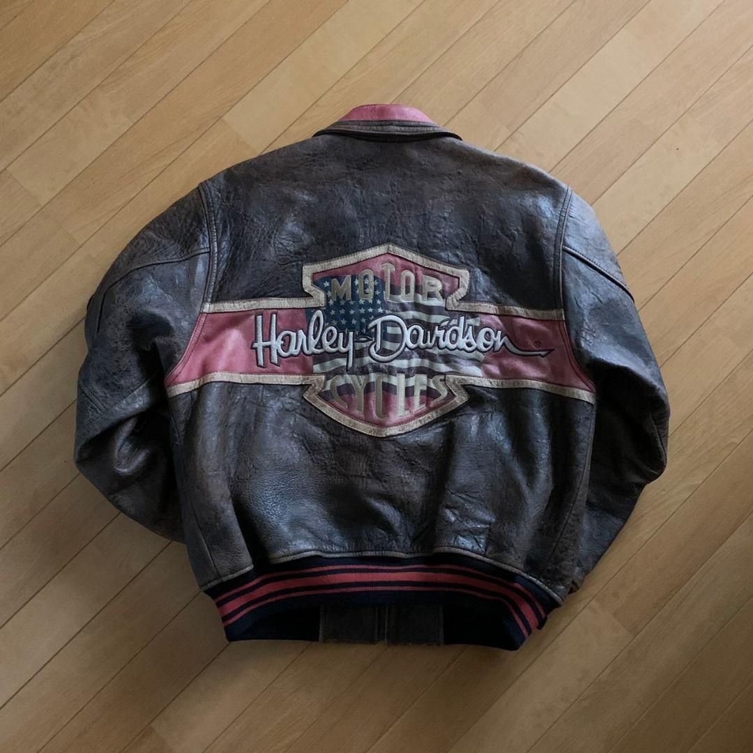 90年代 ハーレーダビッドソン ☆アンティーク調 本革レザージャケット