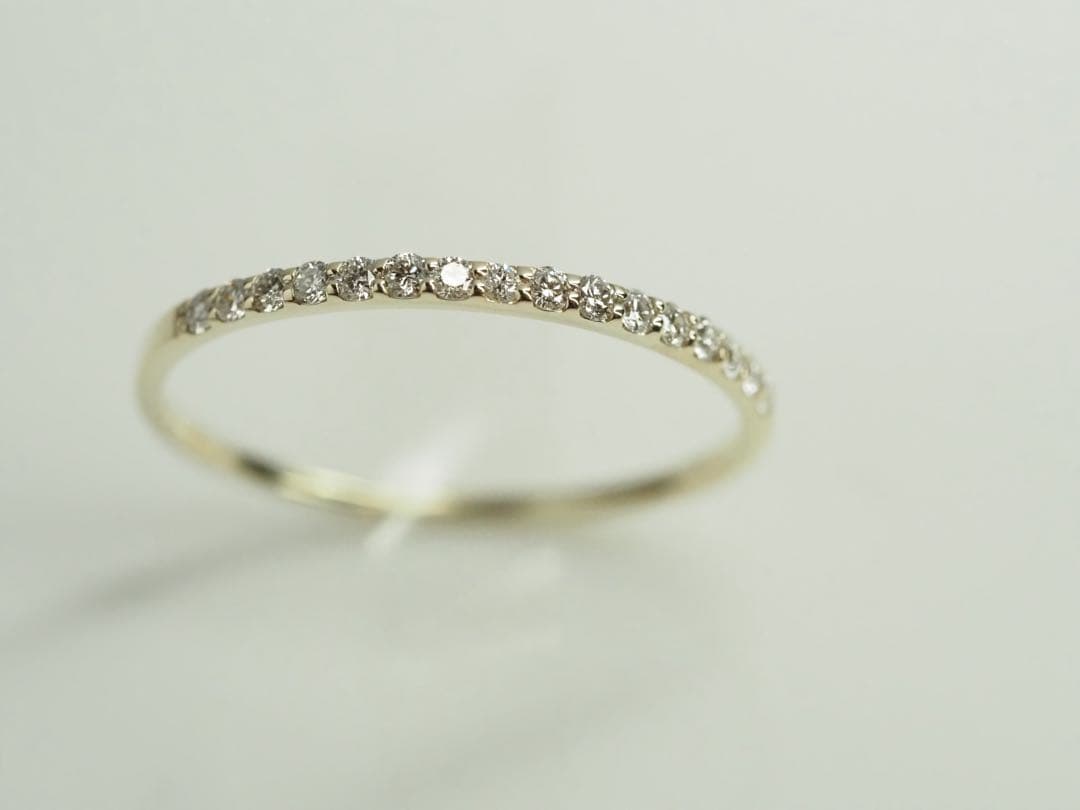 繊細で美しい☆K10YG 天然ダイヤモンド ハーフエタニティリング　0.20ct