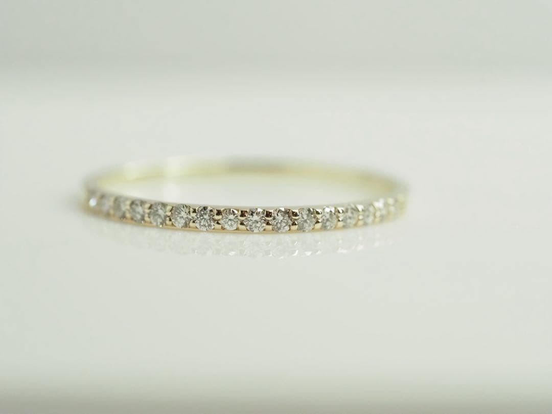 繊細で美しい☆K10YG 天然ダイヤモンド ハーフエタニティリング　0.20ct