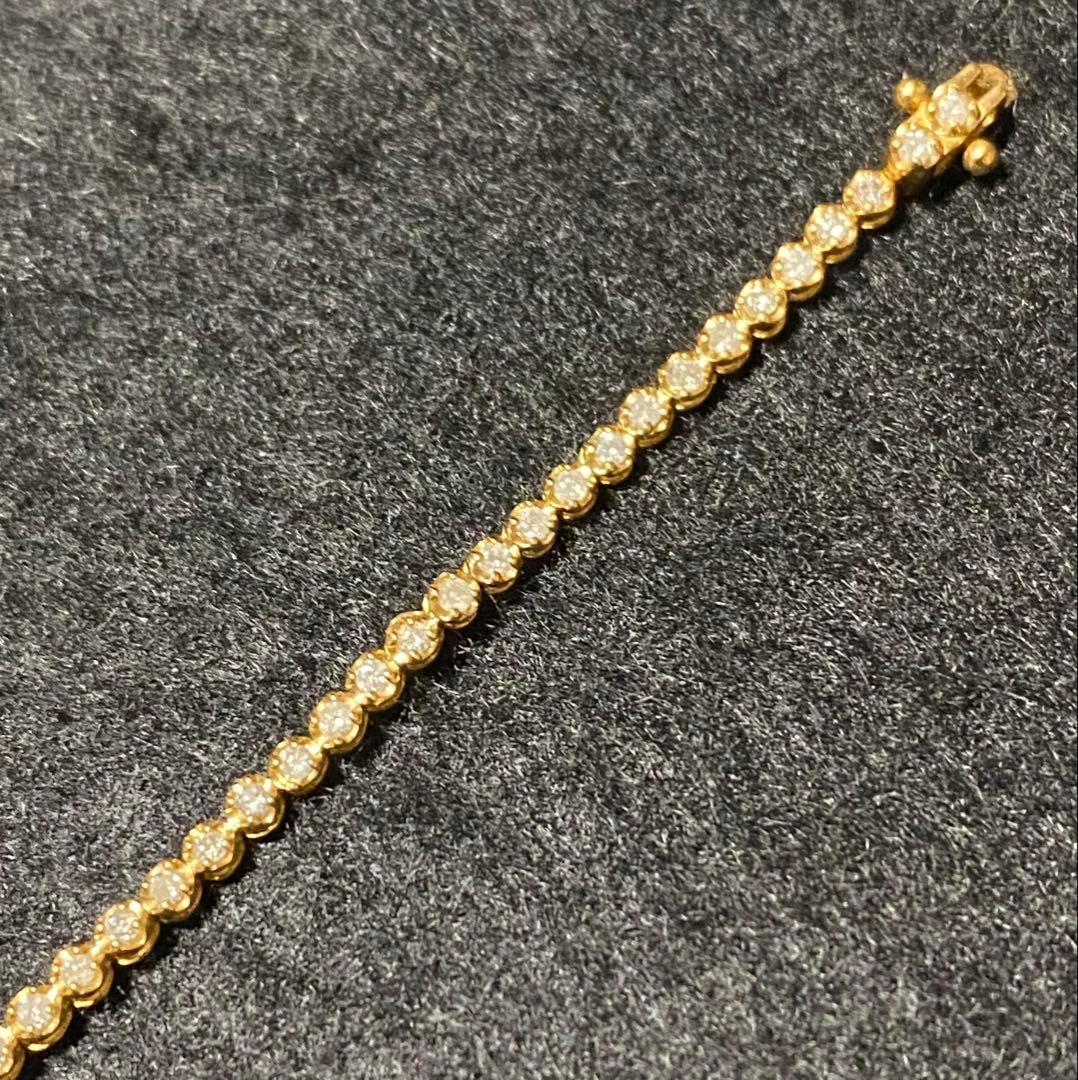 K18 ダイヤモンド テニスブレスレット 1.00ct 金 ゴールド