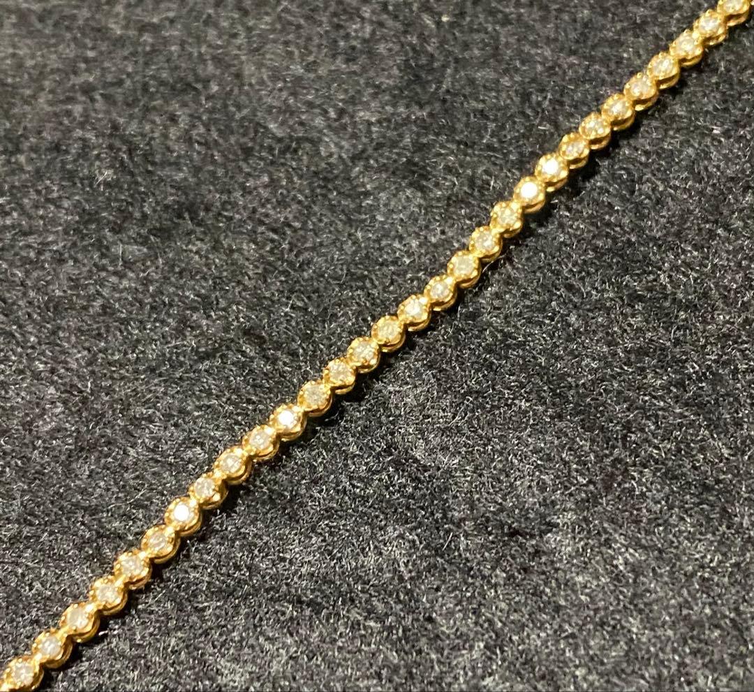 K18 ダイヤモンド テニスブレスレット 1.00ct 金 ゴールド