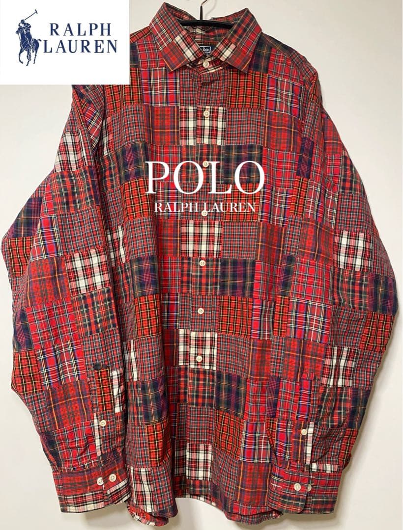 Ralph Lauren Polo パッチワーク マドラス ビッグシルエット 90's 00's Polo by Ralph Lauren マドラスチェックパッチワークシャツ