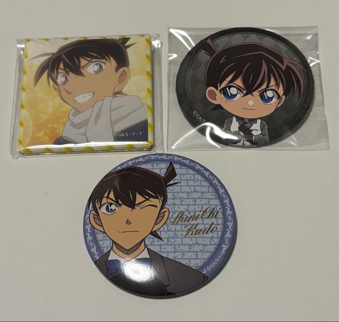 名探偵コナン 工藤新一 コナンプラザ アンティーク缶バッジ メモリアル