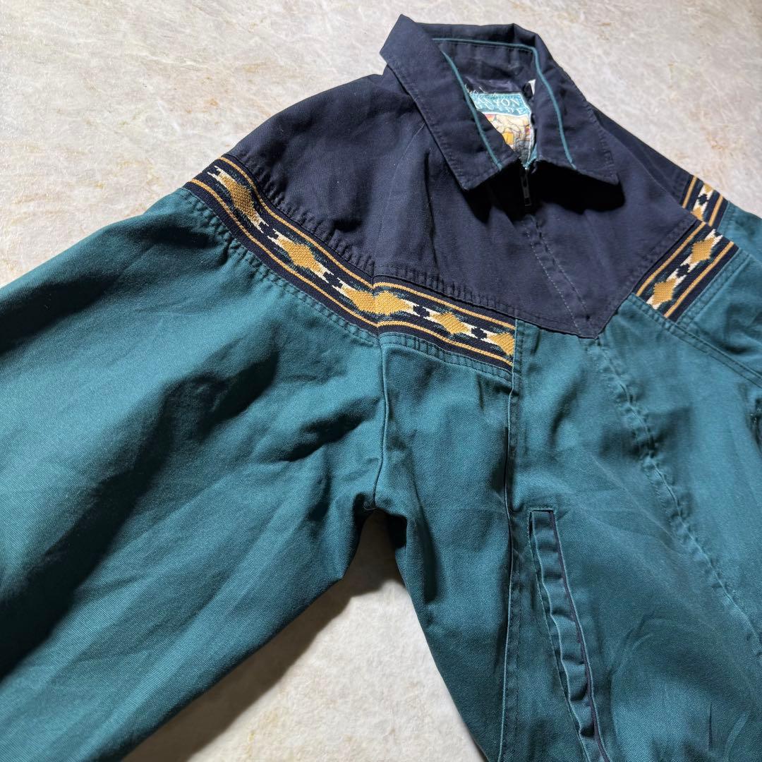 Canyon Guideジップアップブルゾン古着ネイティブ柄グリーンブラックM