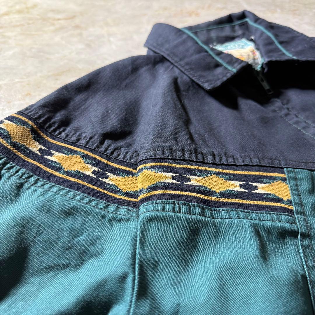 Canyon Guideジップアップブルゾン古着ネイティブ柄グリーンブラックM