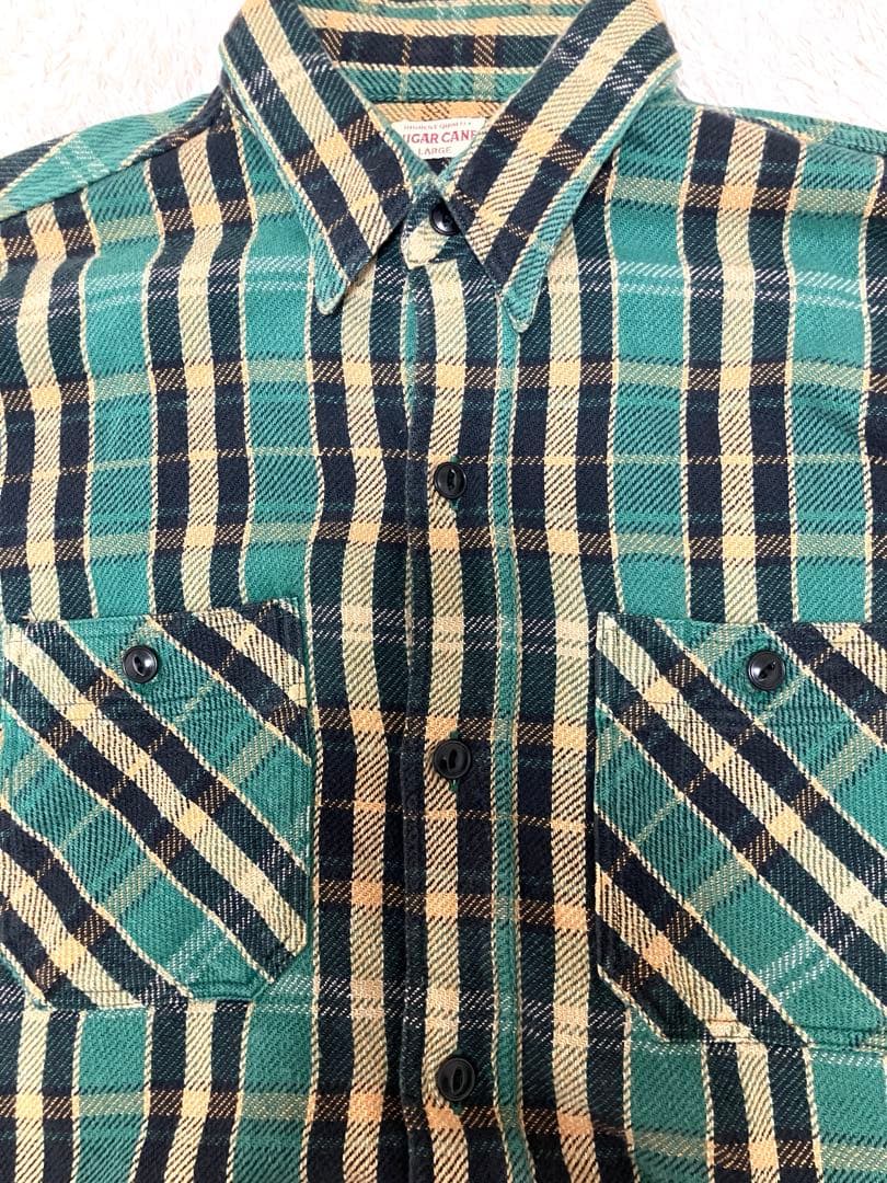 シュガーケーン チェックシャツ ネルシャツ グリーン系 サイズL - メルカリ