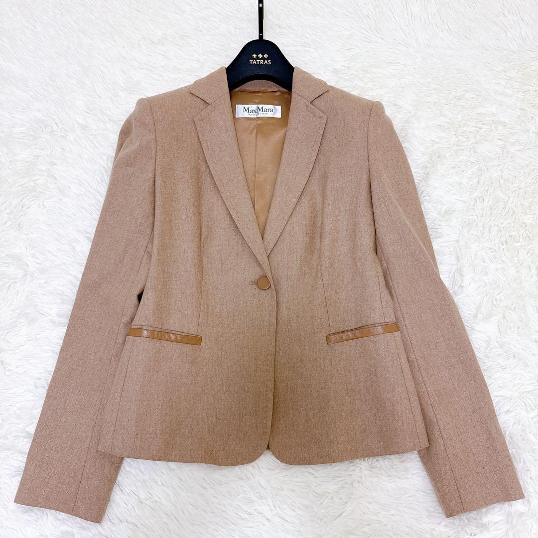 マックスマーラ 最高級✨白タグ セットアップ ウール カシミヤ 羊革 38