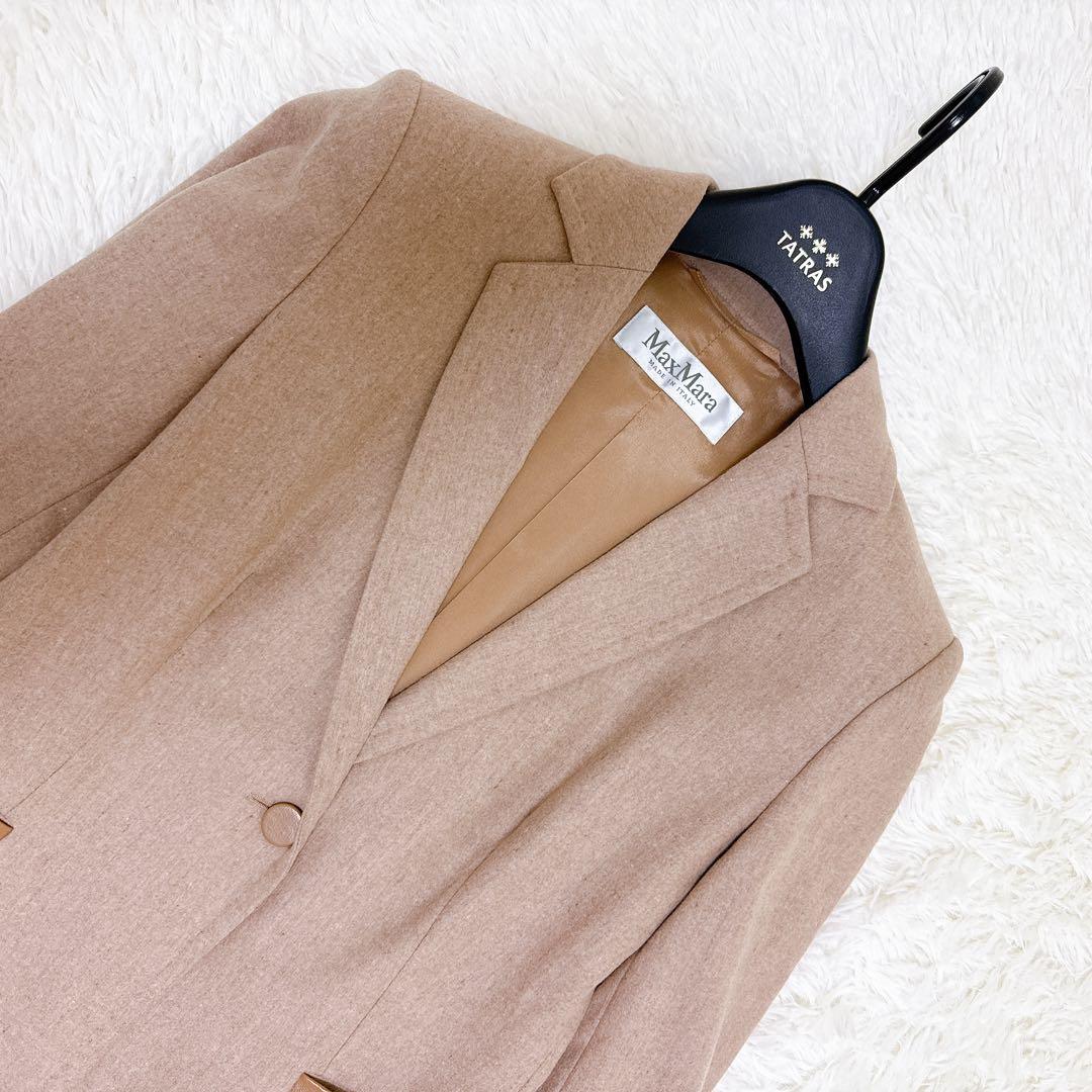 マックスマーラ 最高級✨白タグ セットアップ ウール カシミヤ 羊革 38