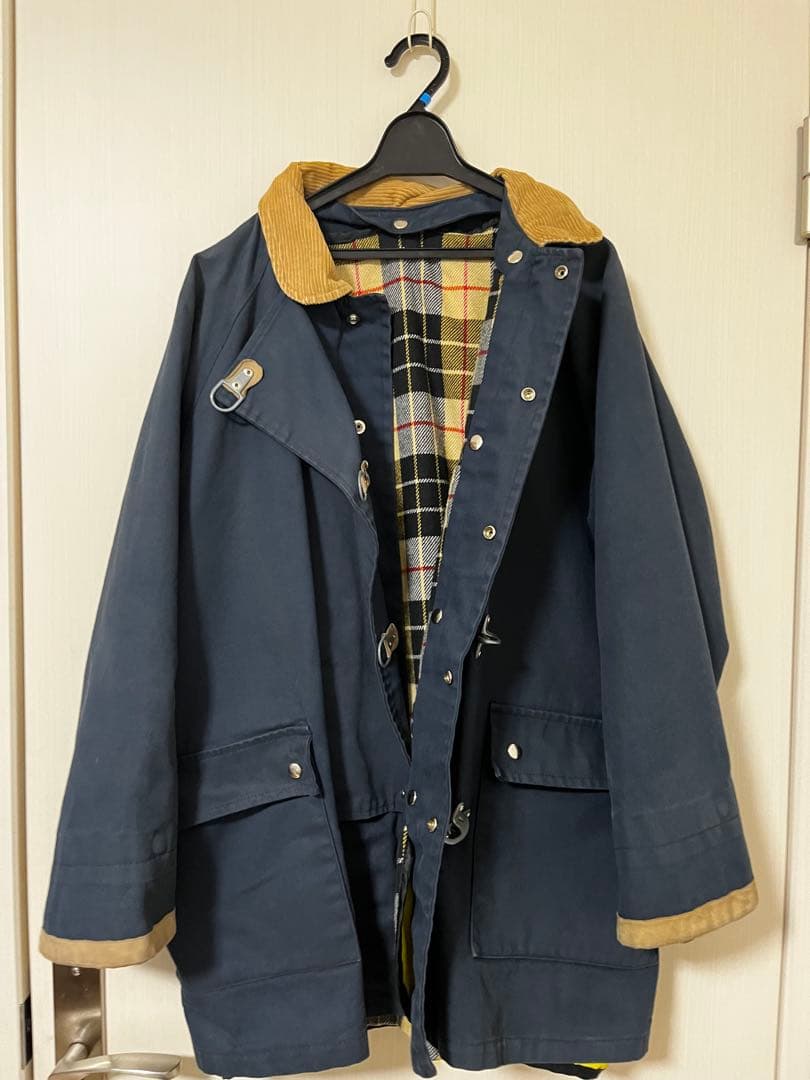 古着イタリア製ファイヤーマンジャケット ネイビー襟コーデュロイ ライナー着脱式 雰囲気抜群】ファイヤーマンジャケット コート ネイビー コーデュロイ