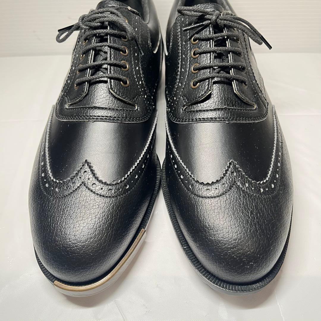 未使用級】ゴルフシューズ ウィングチップ メンズ レザー 黒 26