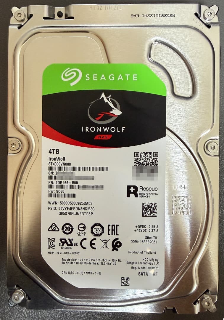 4TB SEAGATE IronWolf ST4000VN008 ハードディスク - メルカリ