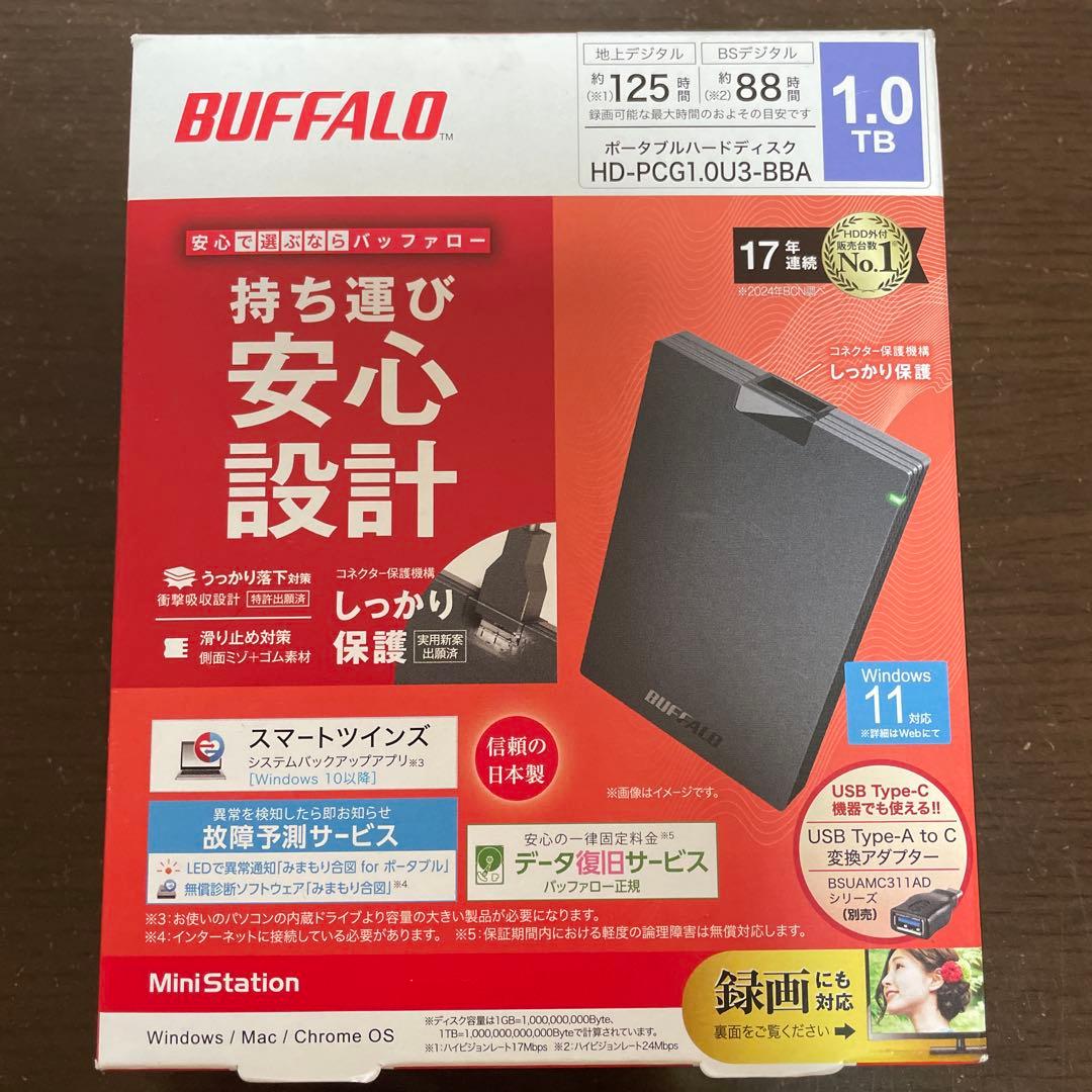 外付けハードディスク・ドライブ BUFFALO 1.0TB HD-PCG1.0U3-BBA
