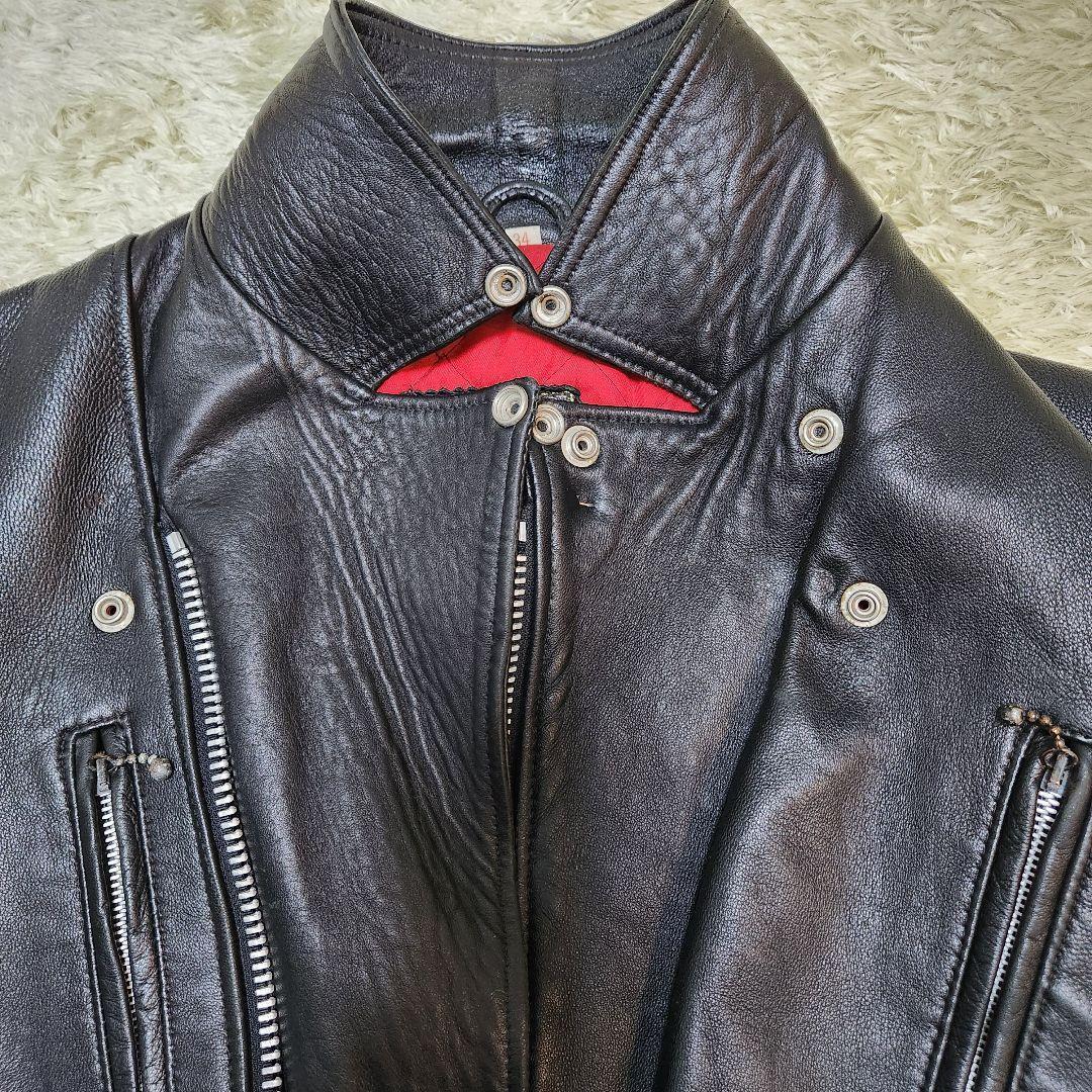 初期タグ 666 ライダース ダブル 34 シープスキンレザー ロンジャン