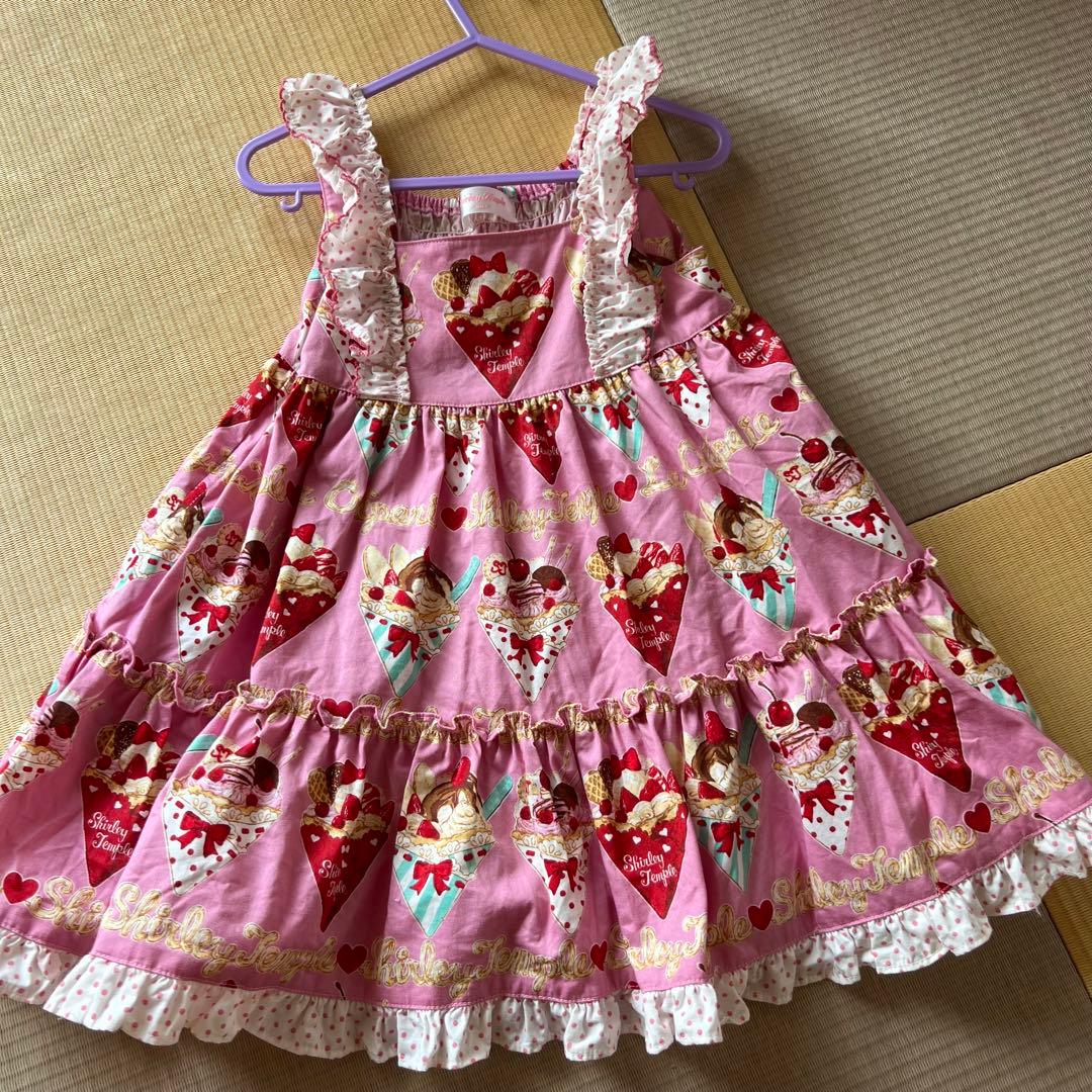 シャーリーテンプル クレープ柄ジャンパースカート ワンピース - メルカリ