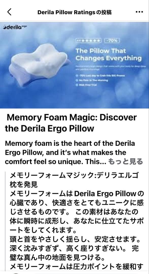 Facebookで見つけた枕 Derila 枕 アンナ Derila Ergo - メルカリ