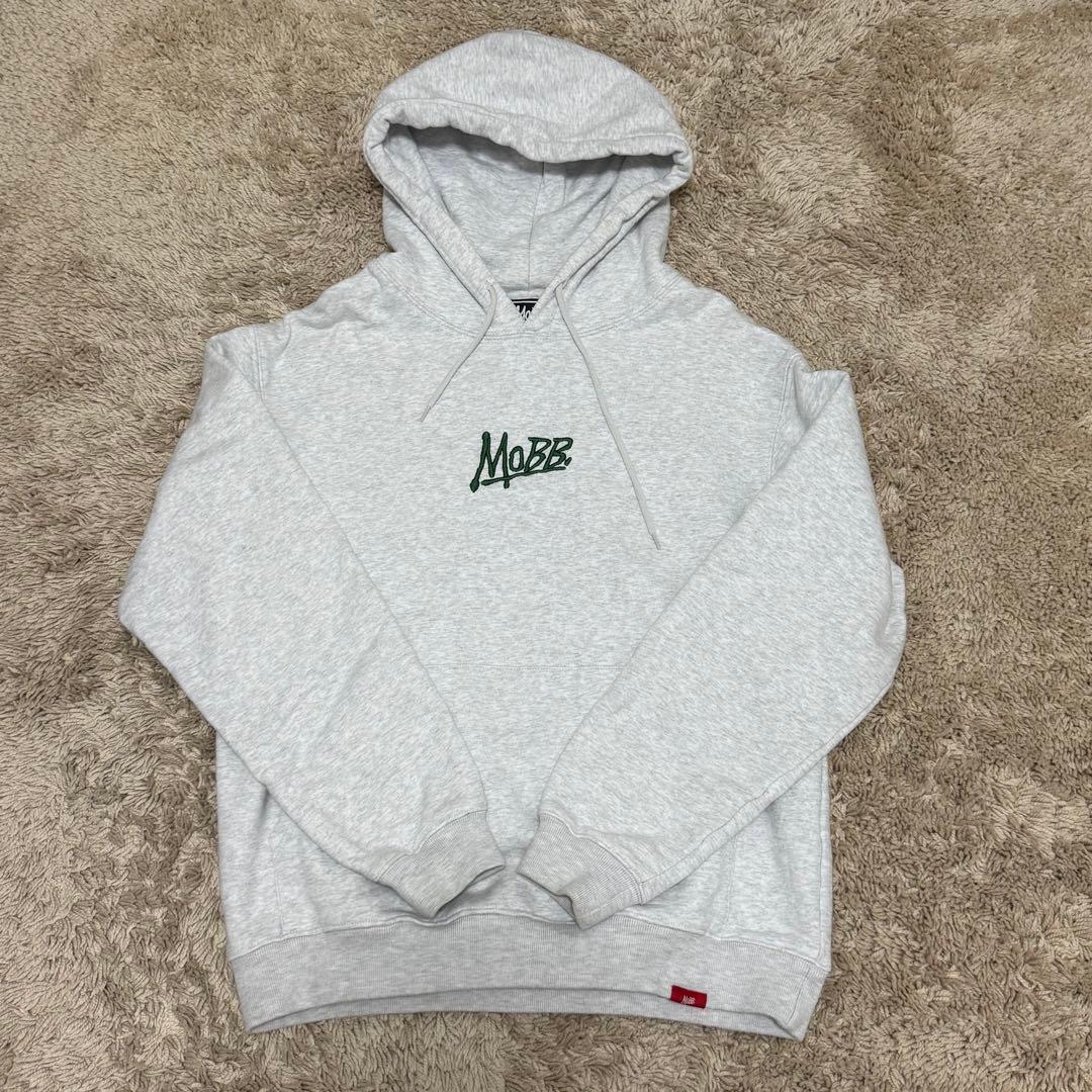 《美品》MOBB セットアップ スウェット パーカー ライトグレー ロゴ 裏起毛