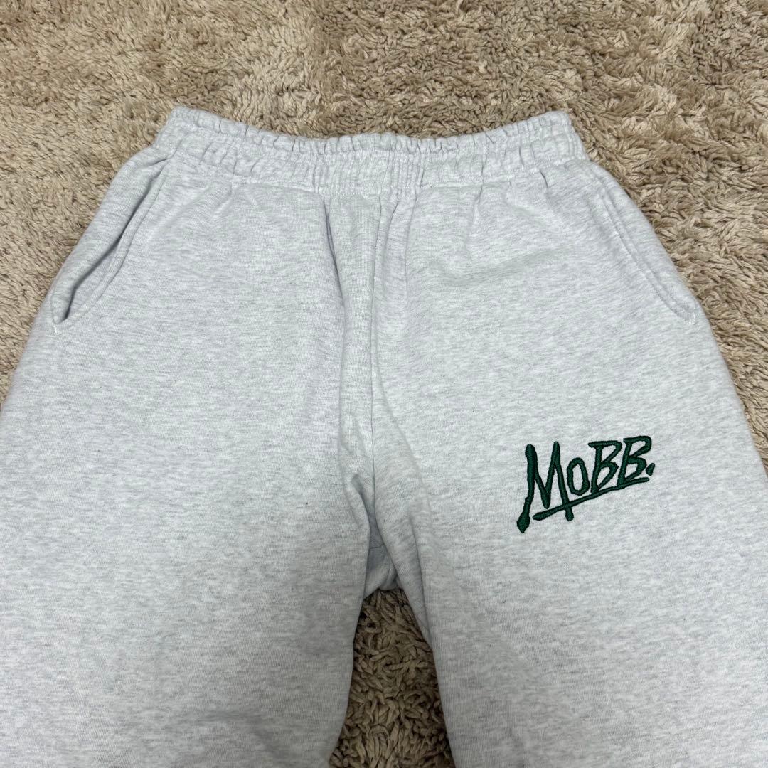 《美品》MOBB セットアップ スウェット パーカー ライトグレー ロゴ 裏起毛