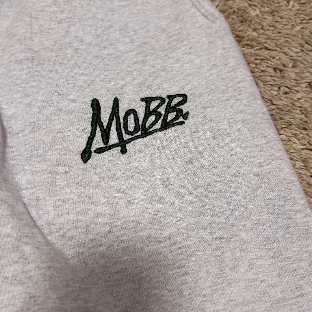 《美品》MOBB セットアップ スウェット パーカー ライトグレー ロゴ 裏起毛