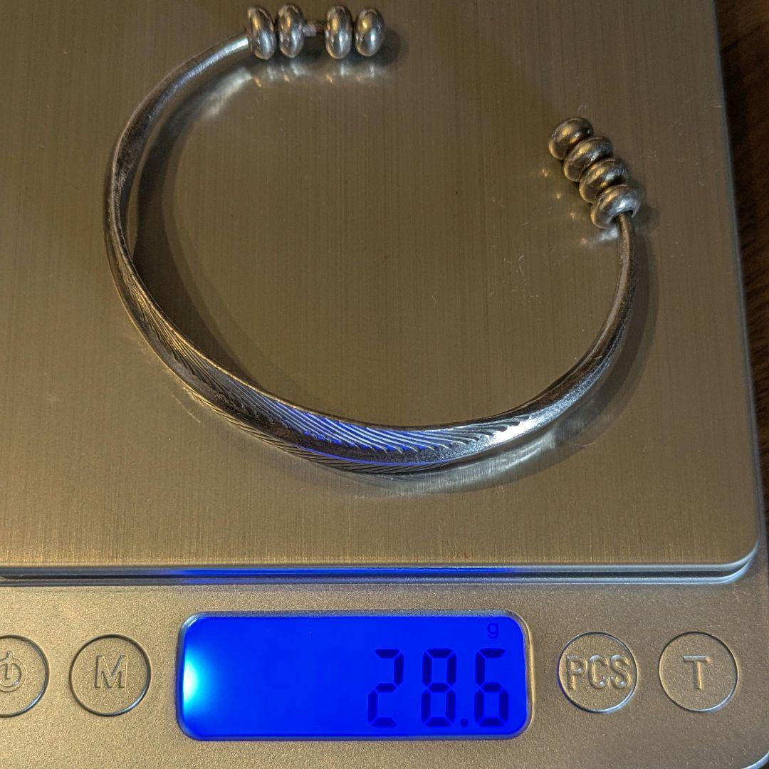 最終値下げ カレンシルバー ハンドメイド フェザー バングル b-6
