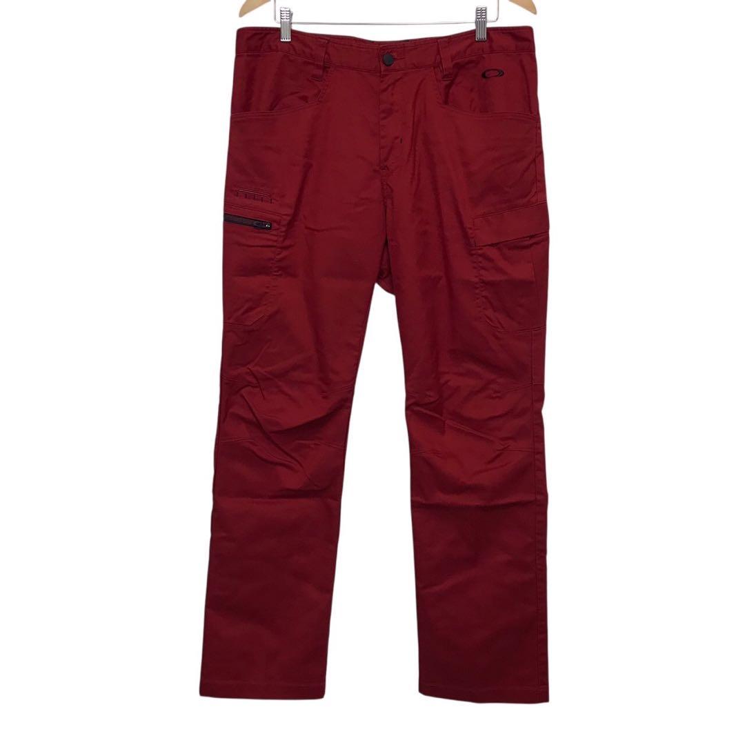 美品 OAKLEY オークリー ストレートゴルフパンツ 刺繍ロゴ レッド 38