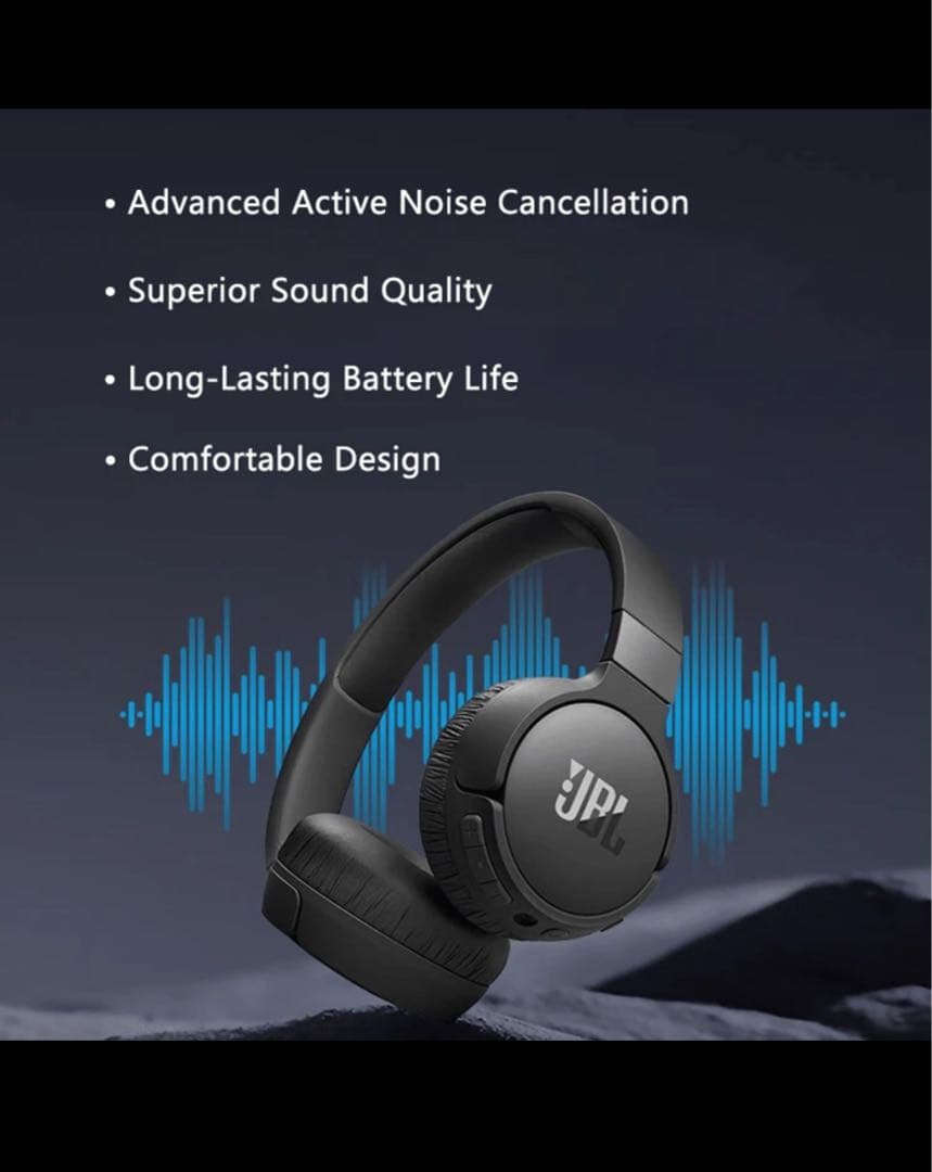 JBL TUNE 670NC ワイヤレスヘッドホン　ブラック JBL Tune 670NC - Adaptive Noise Cancelling, Pure Bass Sound