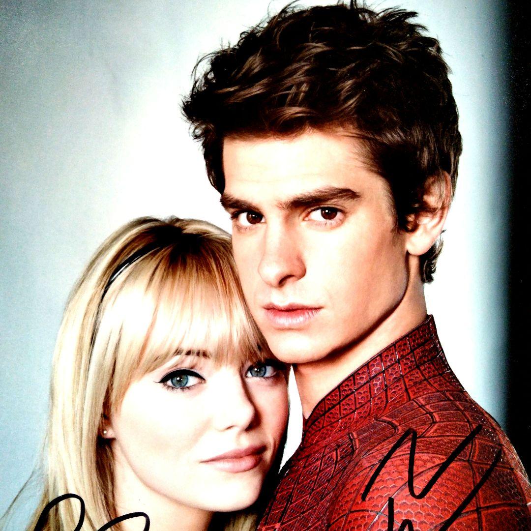 アンドリュー・ガーフィールドとエマ・ストーン直筆サイン入り超大型