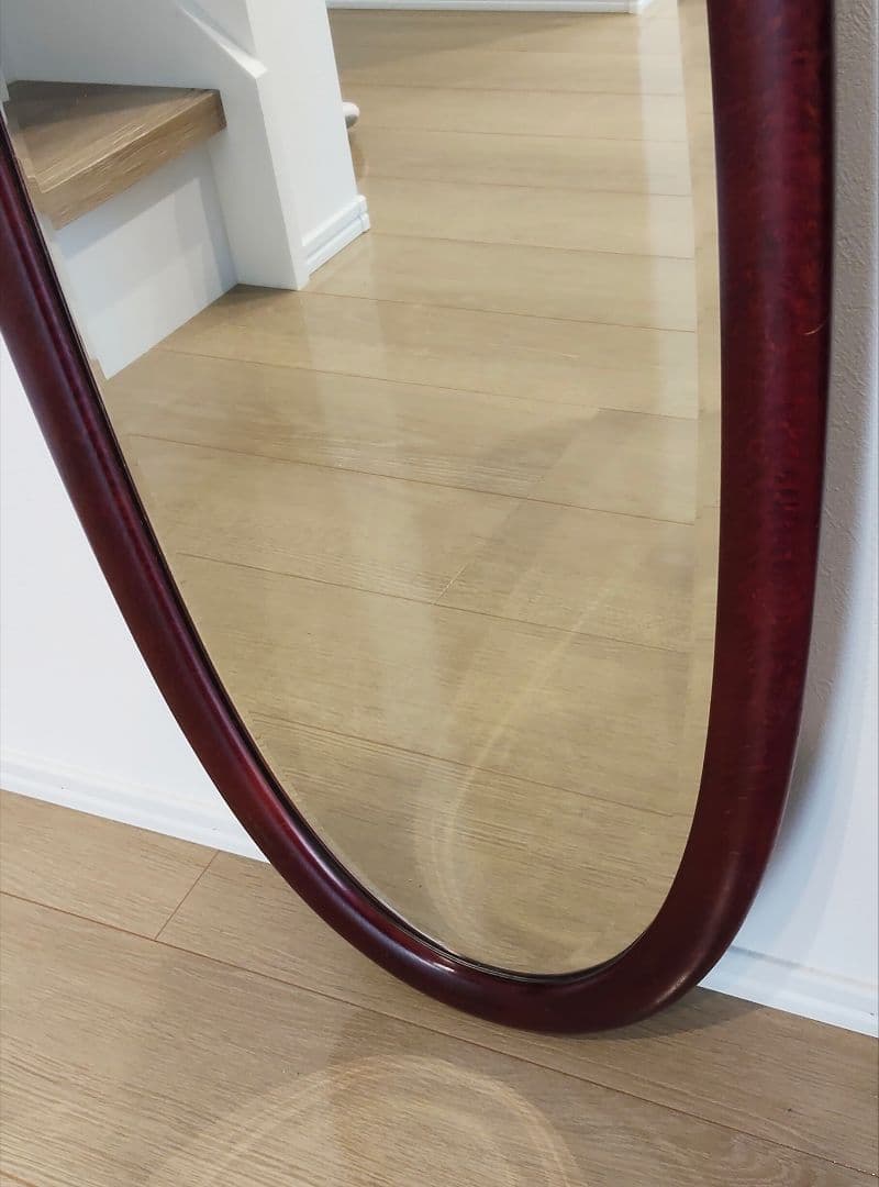 Karimoku カリモク ヴィンテージ 楕円形 ウォールミラー 壁掛け鏡 木枠