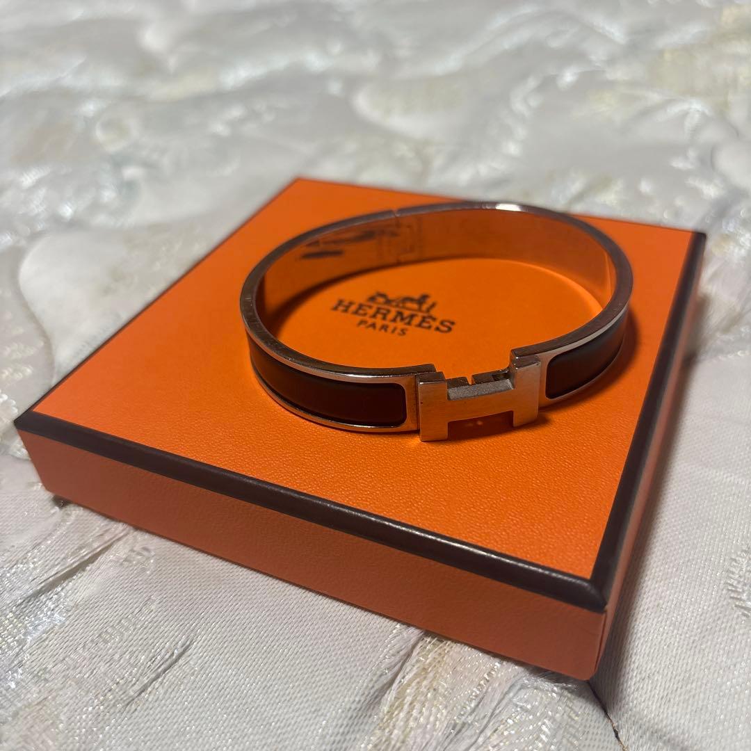 HERMES エルメス　エナメルブレスレット 《クリックHH》　黒　メンズ　T6