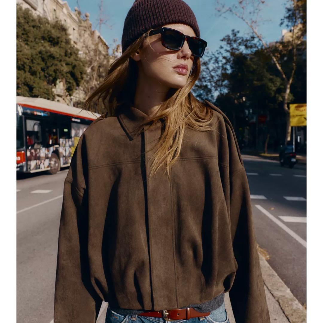 ZARA スエード調ボンバージャケット - メルカリ