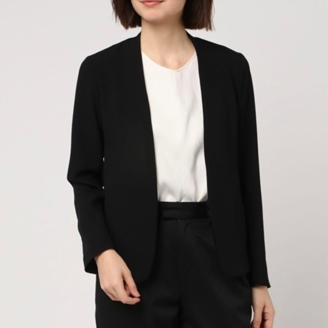 【美品】SHIPS ノーラペルセットアップ スーツ イージー素材 ブラック SHIPS｜SHIPS any:<洗濯機可能>ウールライク ストレッチ セットアップ