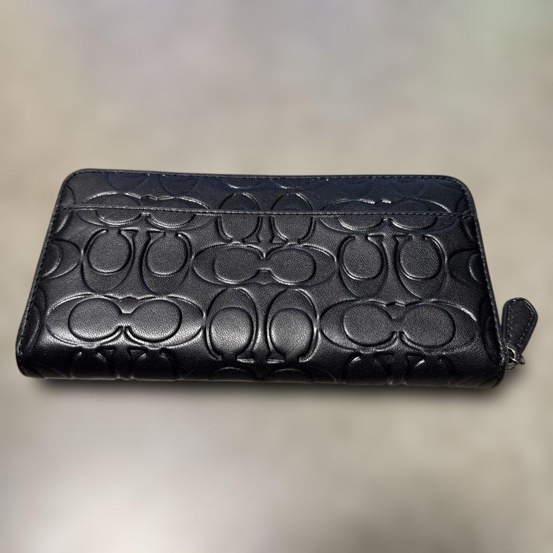 Coach ブラック エンボス 長財布 COACHコーチ ラウンドファスナー長財布 グラフィック エンボス