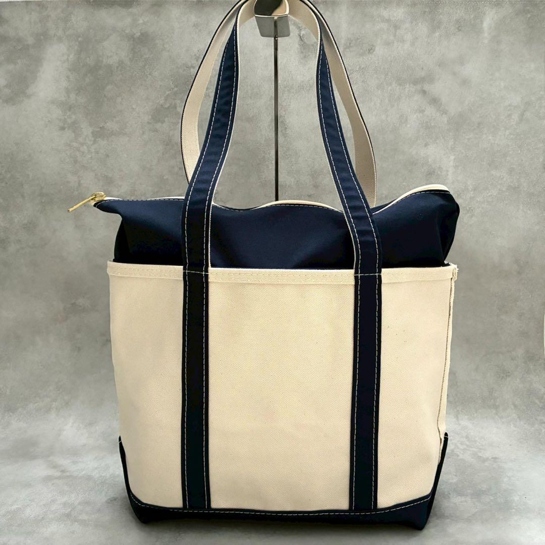 【極美品✨USA製】L.L.Bean ボートアンドトート ジップトップ ネイビー