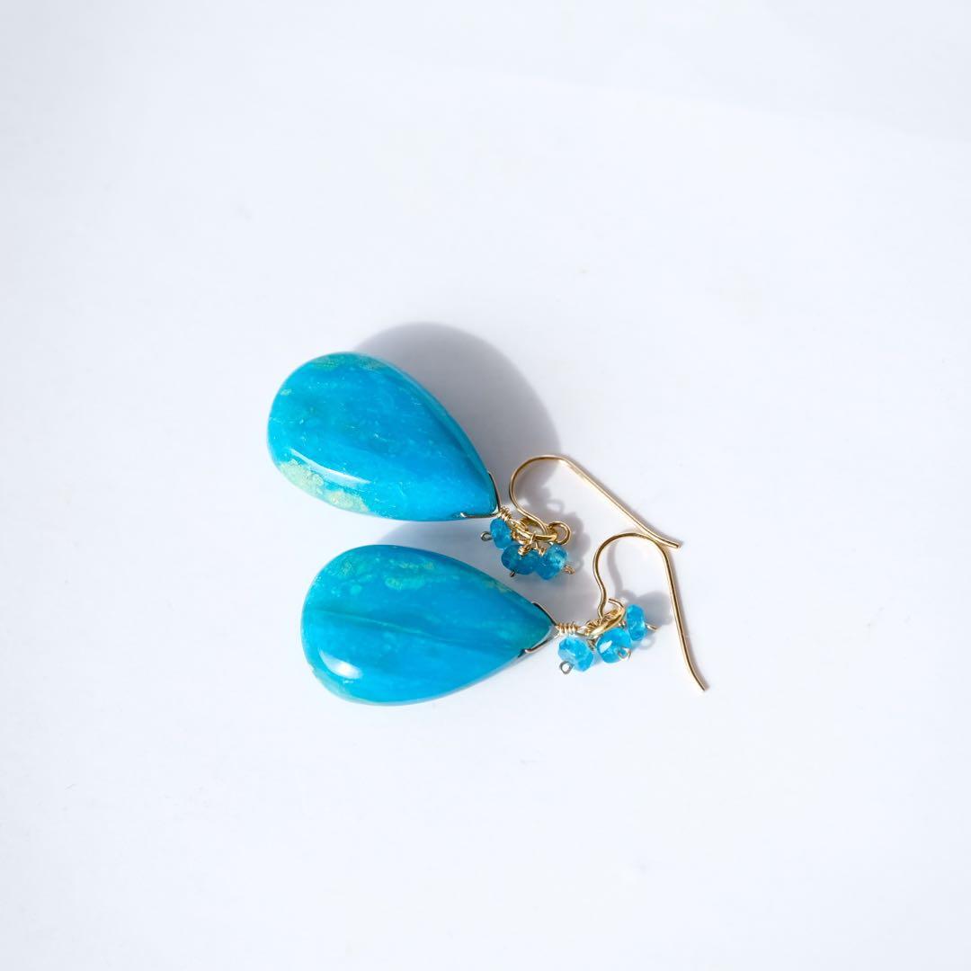 Q's B様専用 希少！14kgfオパリーナ・ネオンブルーアパタイトピアス