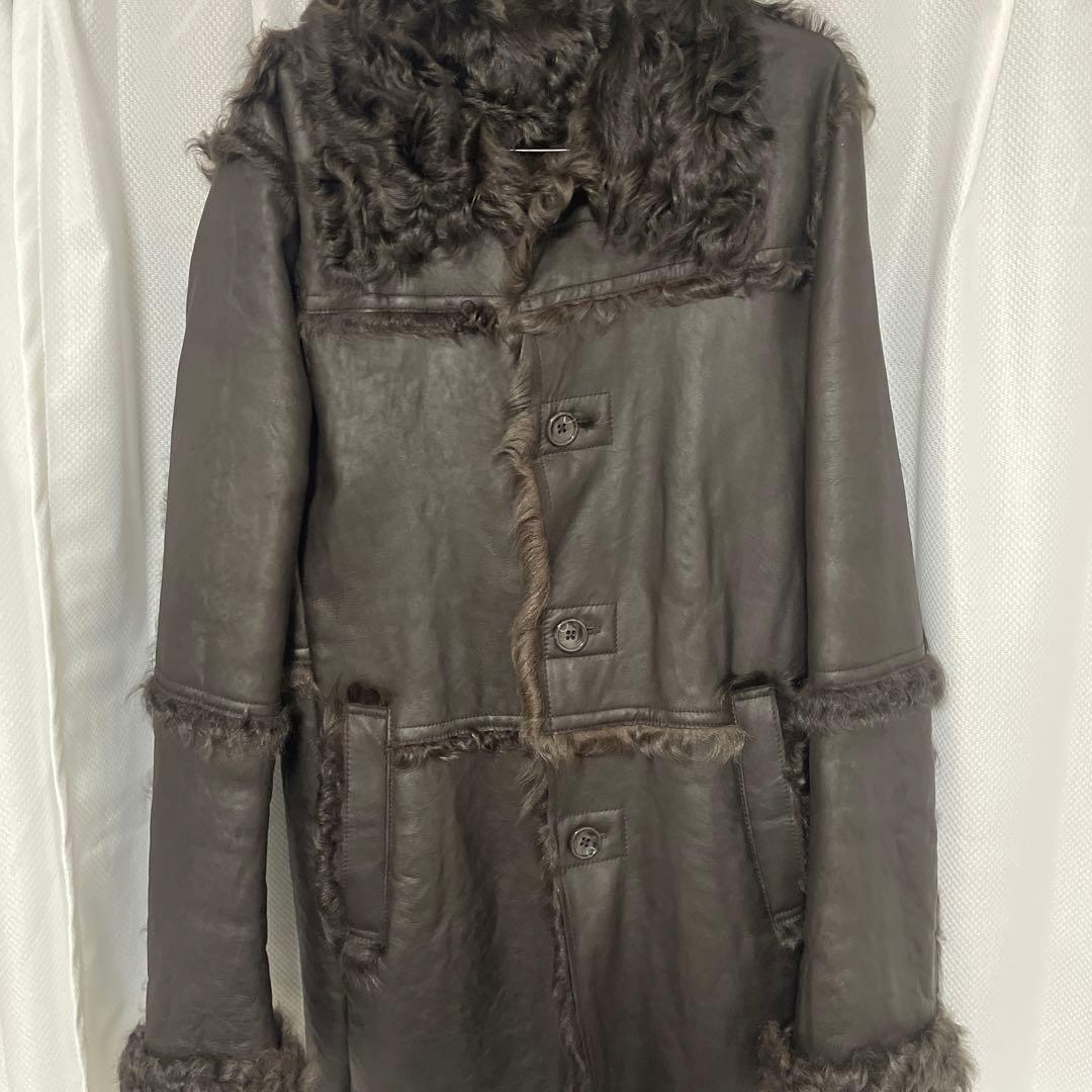 モ*ン様 トルネードマード。ダークブラウン レザーコート ムートン　浅井健一　L