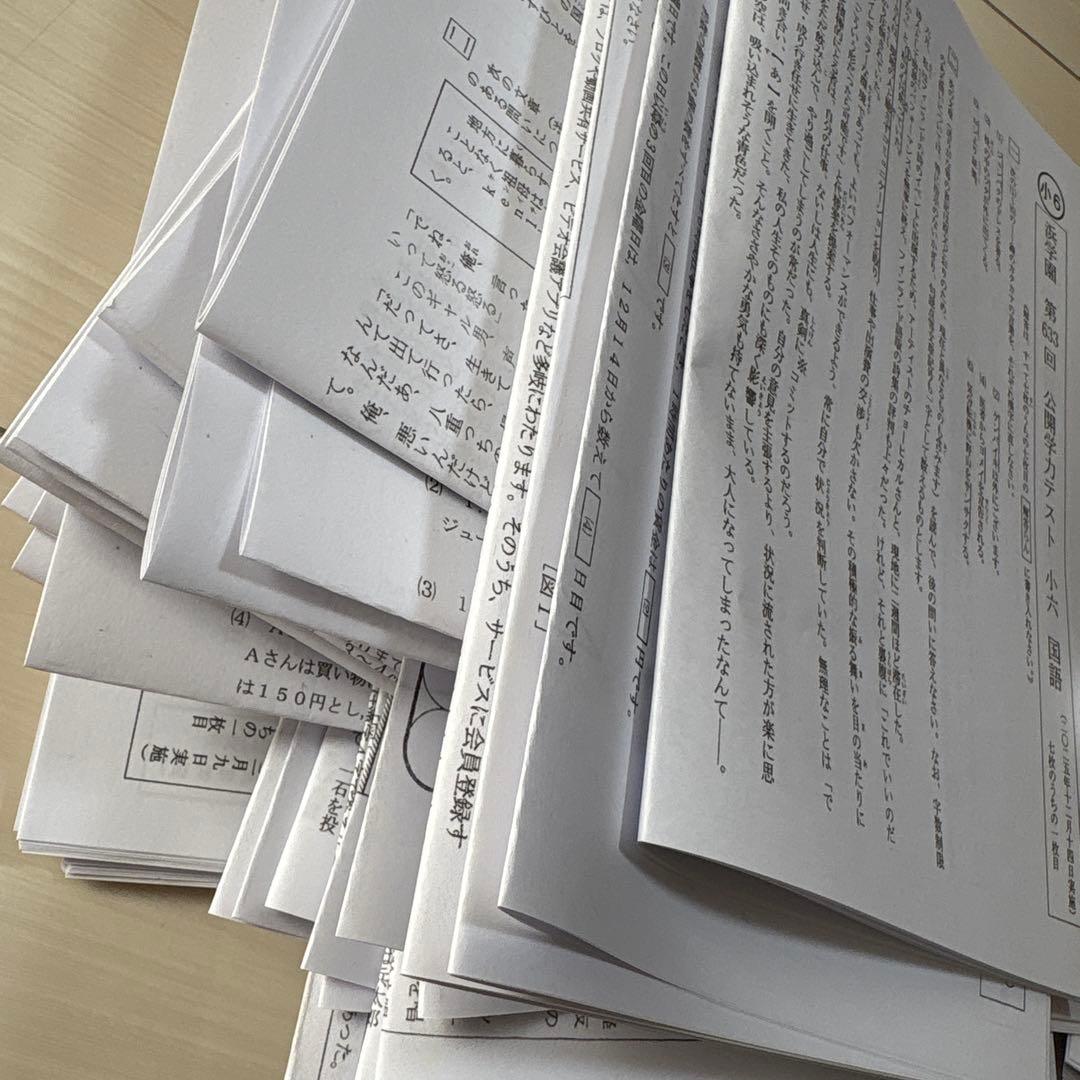 小6浜学園公開学力テスト2025年一年分 4科➕記述力錬成 二つの得点分布