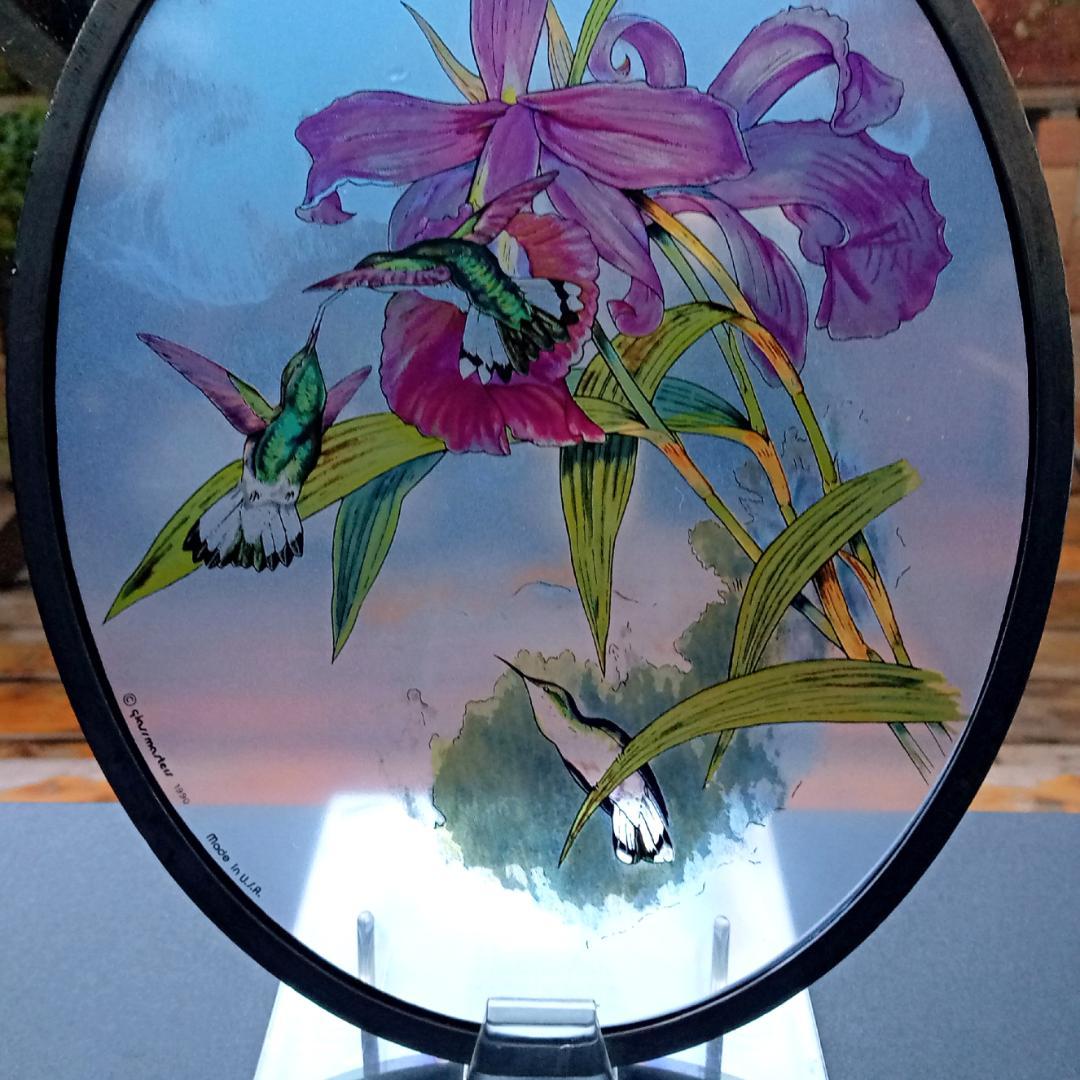 大判ステンドグラス Hummingbird ハミングバードと蘭グラスマスターズ社