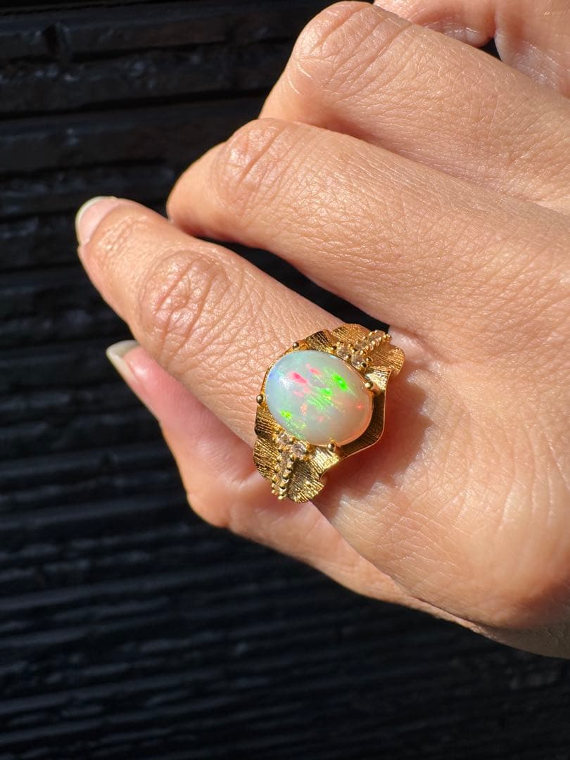 新作 天然石水オパール遊色綺麗極彩ルース1.835ct S925 18KGP - メルカリ