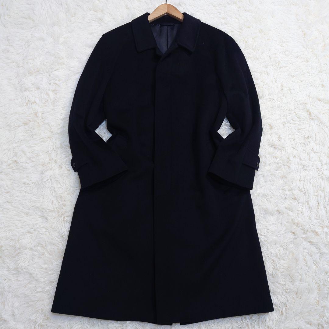 高級カシミヤ100% ステンカラーコート バルマカーン 撥水 黒 A7 XL相当