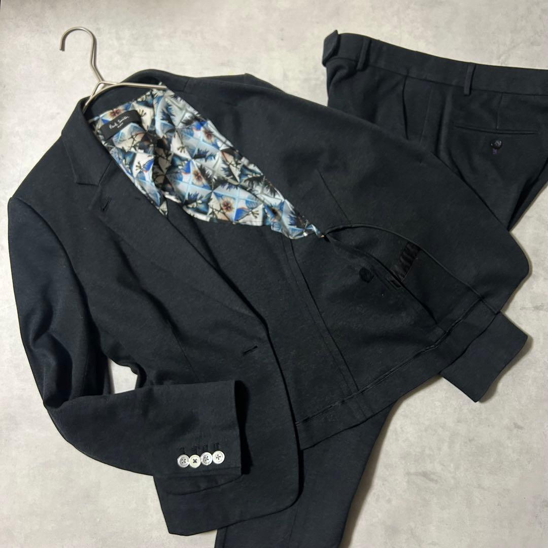 美品✨ポールスミス セットアップ スーツ パンツ ボタニカル 1B 花柄 ポールスミス ブラック パンツスーツ セットアップ 裏地花柄 スーツ