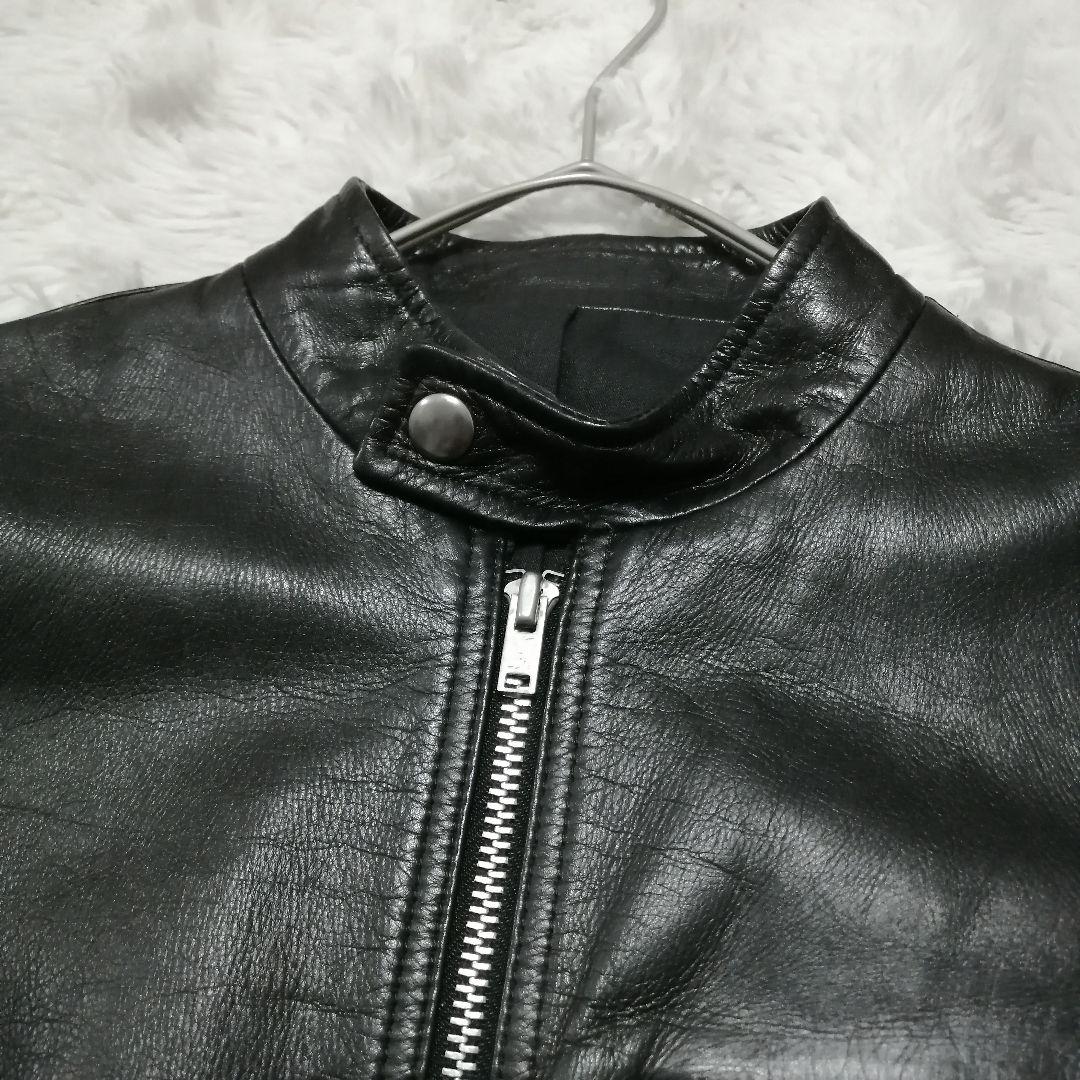 Scye シングルライダースジャケット サイ 黒 ブラック 38 レザー