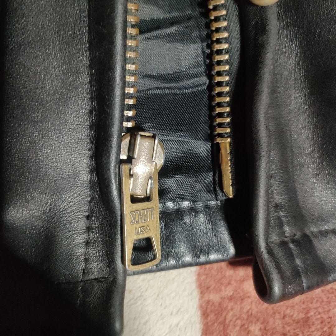 美品 別注希少モデル 短丈ゴールドジップ 643E Schott 襟付34 - メルカリ