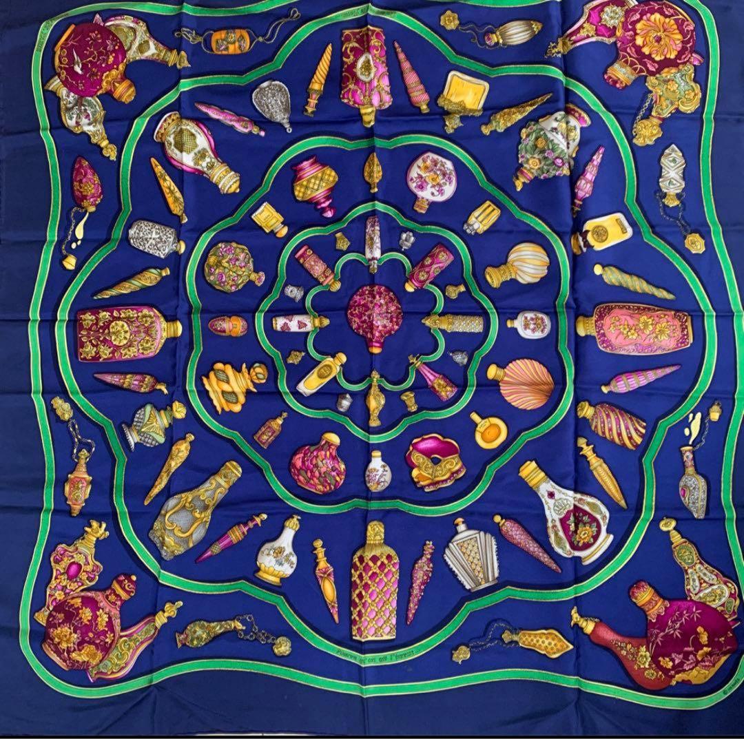 エルメス　シルク香水瓶デザインスカーフ エルメス スカーフ カレ90 香水瓶 SILK100% | 東京銀座のヴィンテージ